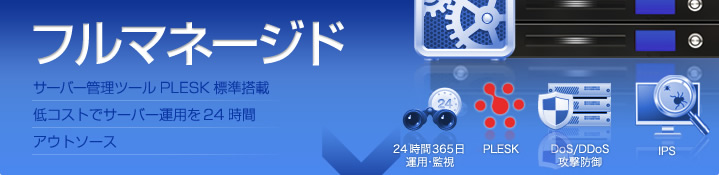 フルマネージドプラン サーバー管理ツールPLESK標準搭載　低コストでサーバー運用を24時間アウトソース